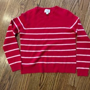 Caslon Red Crewneck Sweater with White Stripes